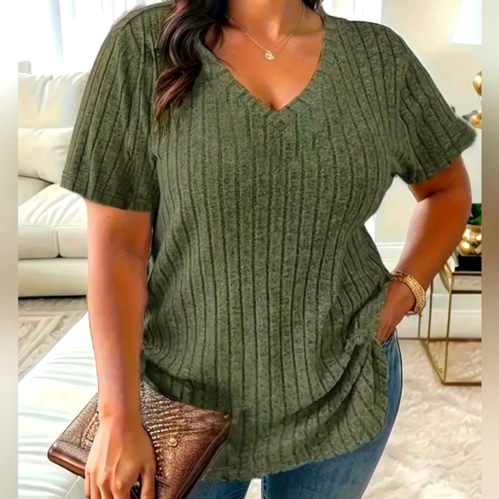 Green vneck Tee, Casual shot sleeve tshirt
